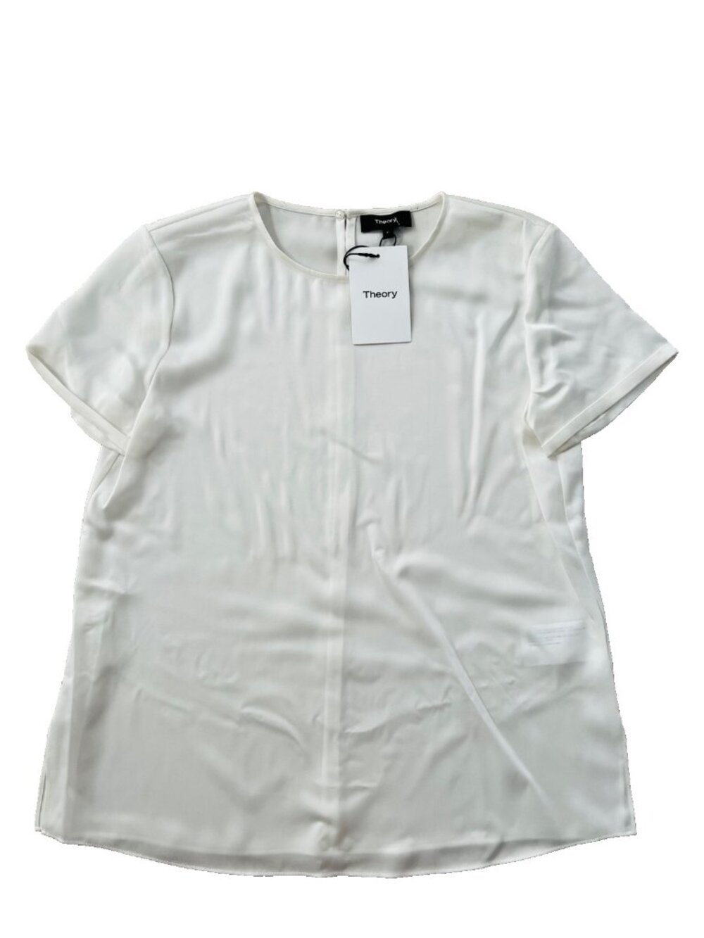 Theory Easy Crew Satin Sheen Top Ivory ( P )